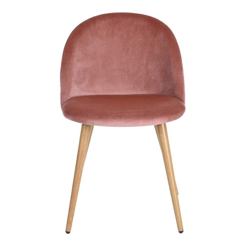 Conjunto de 2 sillas de comedor escandinavas de terciopelo rosa ZOMBA ROSE VELVET DIAMOND KD METAL